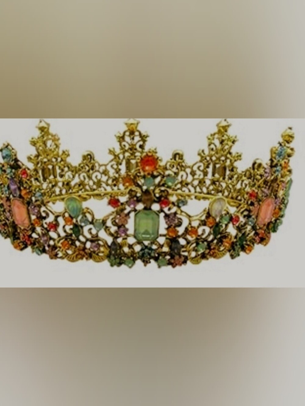 Elegant Gold and Multicolor Gemstone Tiara